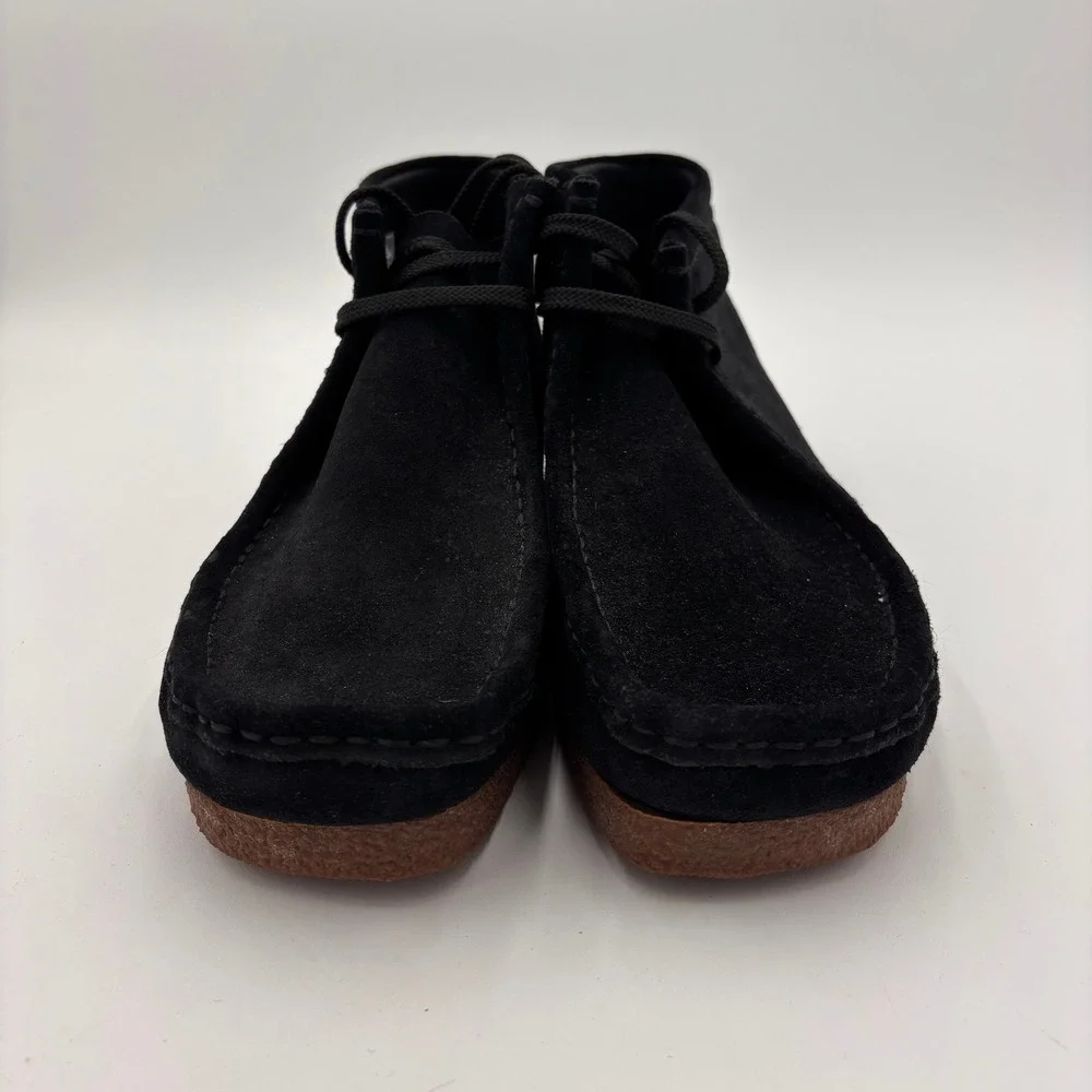 Clarks Shacre Boot Mens 11.5 Black EUC Suede Moccasin Chukka Wallabee Style